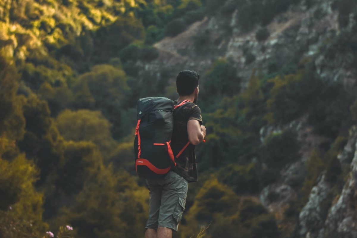 man with backpack